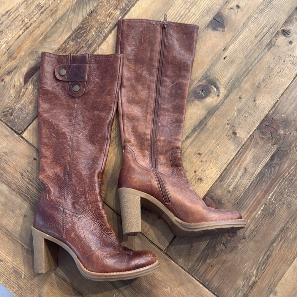 Brown Leather Knee-High Boots